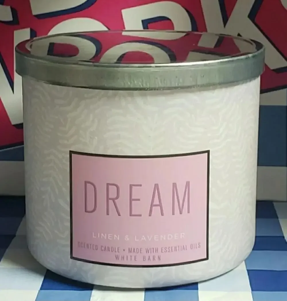 BBW DREAM Linen & Lavender Large 3 Wick Candle Home Fragrance Decor